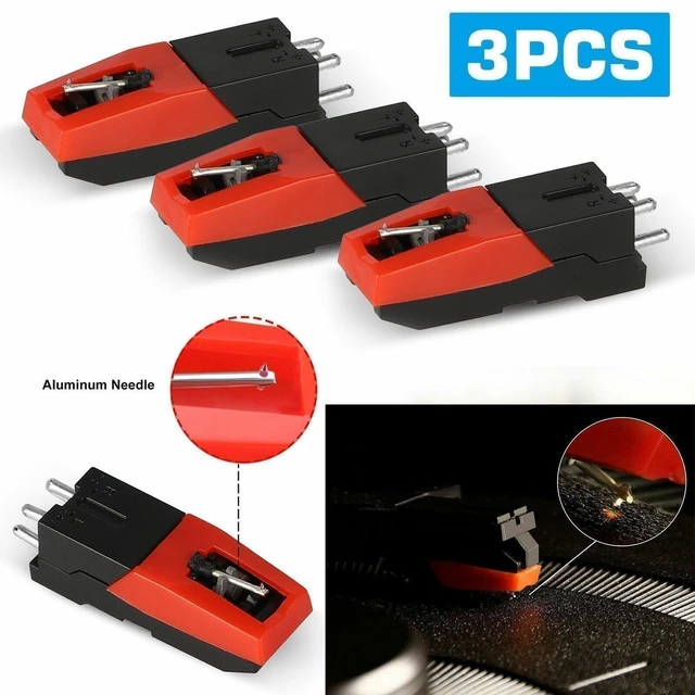 Main image of Idealforce 3 Pack Replacement Turntable Cartridge with Stylus Needle, Universal Phono Cartridge Needle, Spare Parts for Vintage LP Record Player and Turntable Recorder
