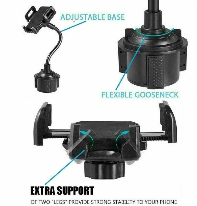 Alt view image 2 of 4 - Idealforce Universal Car Cup Holder Phone Mount, Adjustable Gooseneck Cell Phone Cradle Compatible with iPhone Samsung