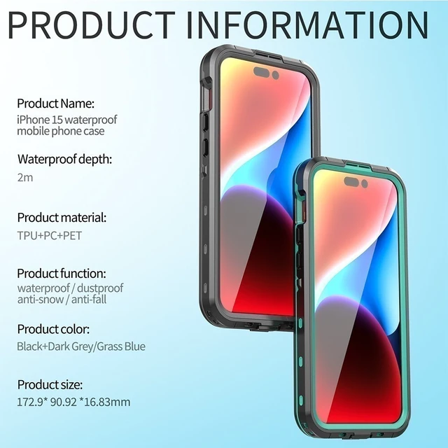 Alt view image 7 of 7 - Idealforce Full Body Waterproof Phone Case for iPhone 15 / 15 Plus / 15 Pro Max, MagSafe Compatible Cover with Built-in Screen Protector, Shockproof Full Coverage Protective Shell