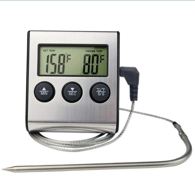 Main image of Idealforce Digital Meat Thermometer with Wired Probe, Magnetic Food Temperature Gauge, Built-in Timer & Alarm, Kitchen Cooking Tool for Oven, BBQ, Grill, Smoker and Steak