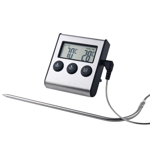 Alt view image 4 of 7 - Idealforce Digital Meat Thermometer with Wired Probe, Magnetic Food Temperature Gauge, Built-in Timer & Alarm, Kitchen Cooking Tool for Oven, BBQ, Grill, Smoker and Steak