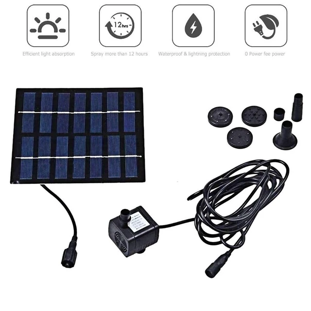 Alt view image 4 of 7 - Idealforce Solar Powered Fountain Pump, Submersible Floating Water Pump, Outdoor Water Feature Decor for Bird Bath, Pond, Garden, Pool and Small Water Landscape