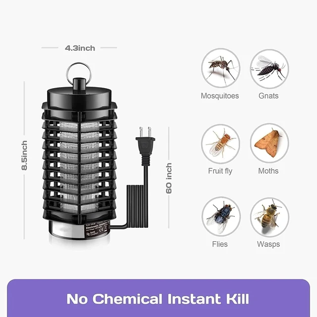 Alt view image 6 of 7 - Idealforce 4200V Indoor Electric Bug Zapper, High Voltage Mosquito, Fly and Insect Killer Trap Lamp with Hanging Ring, Pest Control Light for Bedroom, Kitchen and Home