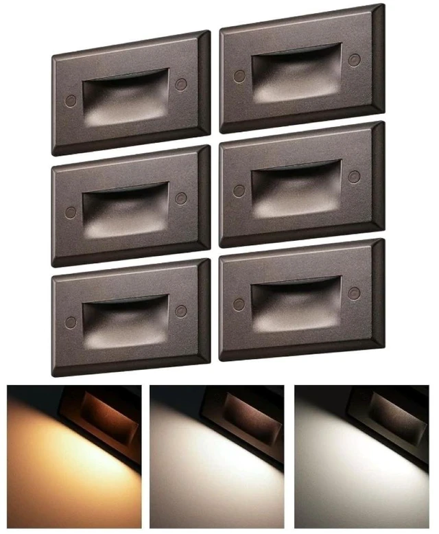 Main image of Idealforce 6 Pack 120V LED Step Lights, IP65 Waterproof 3 CCT Selectable Dimmable Outdoor Stair Lights, Oil-Rubber Bronze for Patio, Deck and Walkway