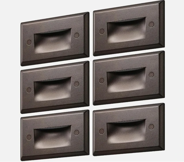 Alt view image 3 of 7 - Idealforce 6 Pack 120V LED Step Lights, IP65 Waterproof 3 CCT Selectable Dimmable Outdoor Stair Lights, Oil-Rubber Bronze for Patio, Deck and Walkway