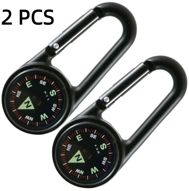 Main image of Idealforce 2 Pack Liquid Filled Carabiner Clip-On Compass, Compact Keychain Navigation Tool with Luminous Dial for Hiking, Camping, Survival and Orienteering