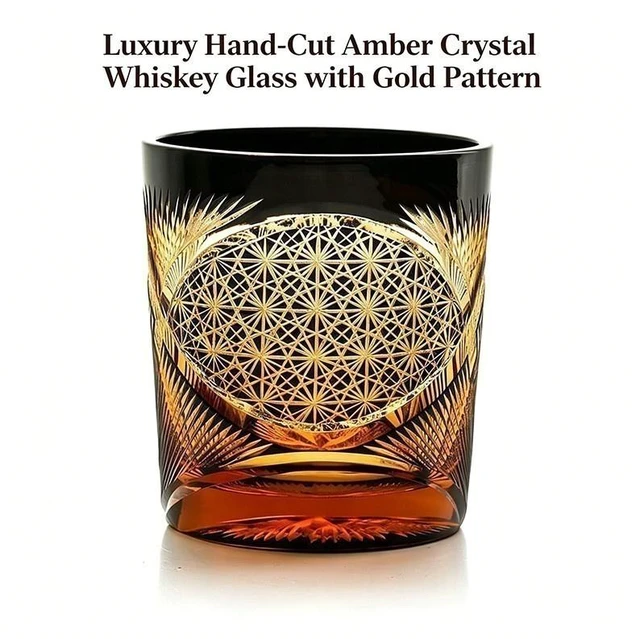 Alt view image 2 of 7 - Idealforce Luxury Handmade Edo Kiriko Crystal Whisky Glass, Hand-Cut Tumbler, Amber Black Optional, Elegant Drinkware for Home Bar and Gifting