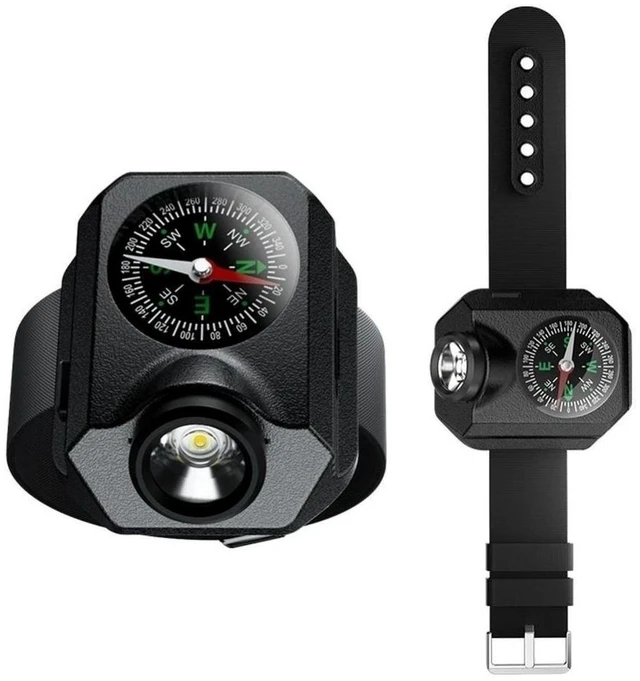 Main image of Idealforce 2-in-1 Rechargeable LED Wrist Light with Compass, Portable USB Charging Outdoor Bracelet Lamp for Running, Hiking and Camping
