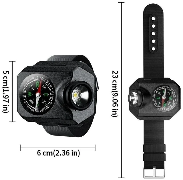 Alt view image 6 of 7 - Idealforce 2-in-1 Rechargeable LED Wrist Light with Compass, Portable USB Charging Outdoor Bracelet Lamp for Running, Hiking and Camping
