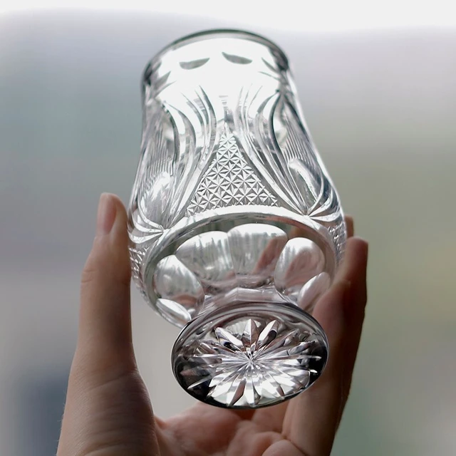 Alt view image 4 of 7 - Idealforce 8oz / 250ml Hand Cut Clear Glencairn Whiskey Glass, Old Fashioned Crystal Nosing Tasting Cup for Bar and Home