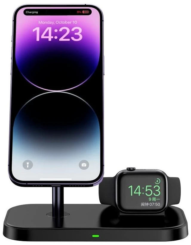 Main image of Idealforce 2-in-1 Fast Wireless Charging Stand, Portable Multi-Device Charging Dock Station, Compatible with iPhone, Apple Watch and AirPods, Convenient Home Office Charger
