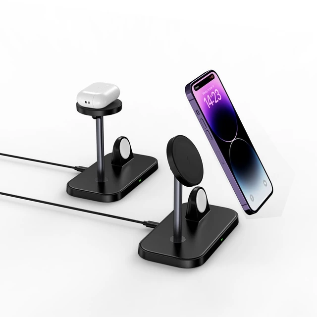Alt view image 3 of 7 - Idealforce 2-in-1 Fast Wireless Charging Stand, Portable Multi-Device Charging Dock Station, Compatible with iPhone, Apple Watch and AirPods, Convenient Home Office Charger