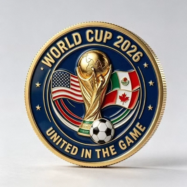 Alt view image 4 of 7 - Idealforce 2026 World Cup Soccer Challenge Coin, 3D Embossed Metal Commemorative Coin, Football Collectible Souvenir for Sports Fans and Coin Collectors