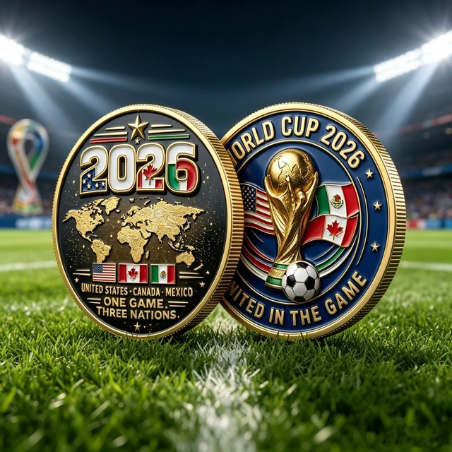 Alt view image 3 of 7 - Idealforce 2026 World Cup Soccer Challenge Coin, 3D Embossed Metal Commemorative Coin, Football Collectible Souvenir for Sports Fans and Coin Collectors