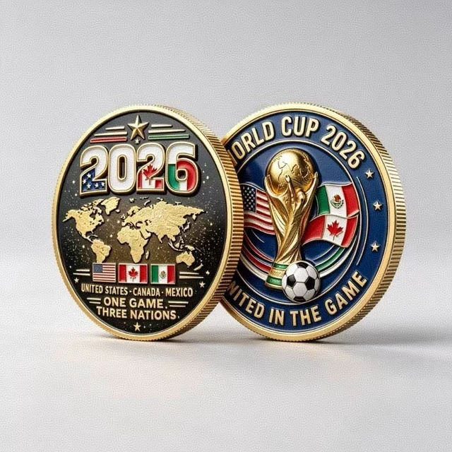 Alt view image 5 of 7 - Idealforce 2026 World Cup Soccer Challenge Coin, 3D Embossed Metal Commemorative Coin, Football Collectible Souvenir for Sports Fans and Coin Collectors