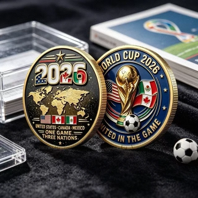 Alt view image 6 of 7 - Idealforce 2026 World Cup Soccer Challenge Coin, 3D Embossed Metal Commemorative Coin, Football Collectible Souvenir for Sports Fans and Coin Collectors