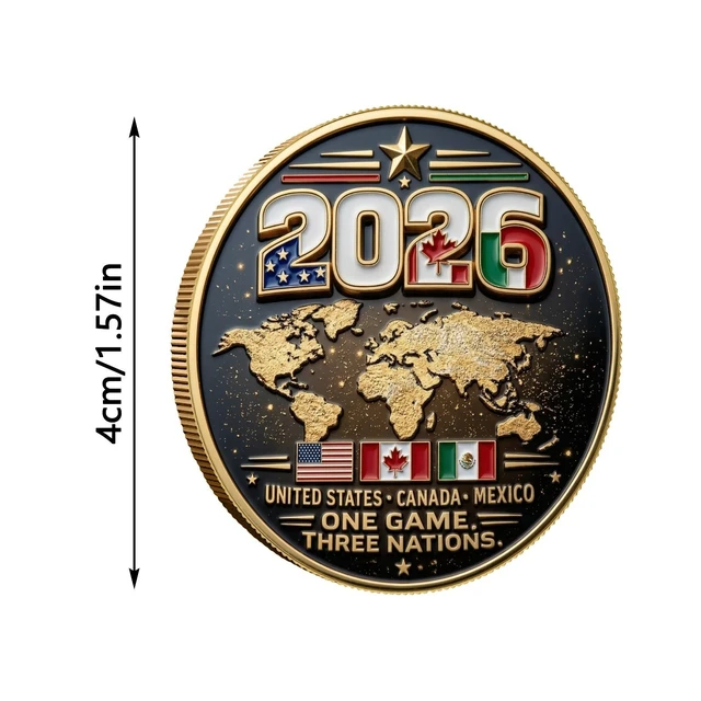 Alt view image 7 of 7 - Idealforce 2026 World Cup Soccer Challenge Coin, 3D Embossed Metal Commemorative Coin, Football Collectible Souvenir for Sports Fans and Coin Collectors