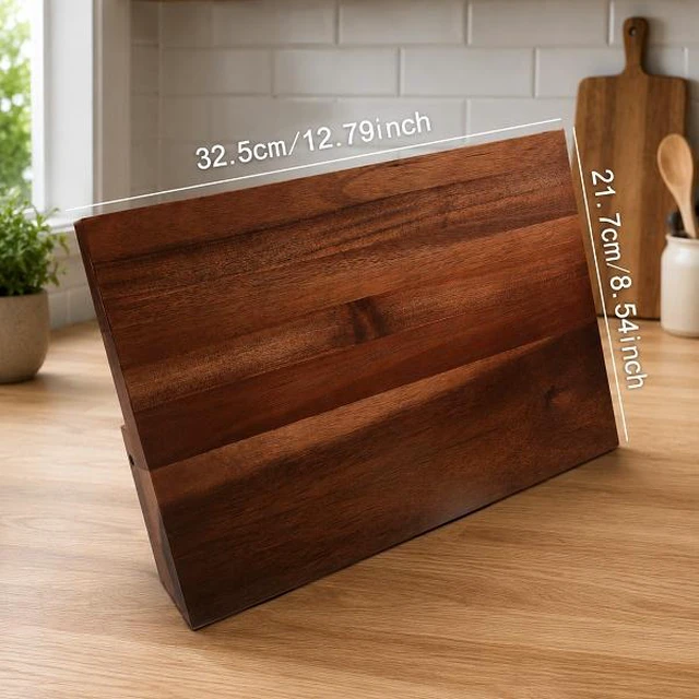 Alt view image 4 of 5 - Idealforce Solid Wood Magnetic Knife Block, Multipurpose Magnet Knife Holder, Space Saving Kitchen Countertop Knife Storage Stand for Kitchen Cutlery