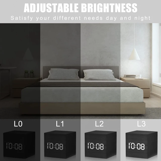 Alt view image 6 of 7 - Idealforce Digital LED Alarm Clock, Large Display Desk Clock with Temperature Sensor, USB Powered Modern Electronic Clock for Bedroom, Office and Desktop