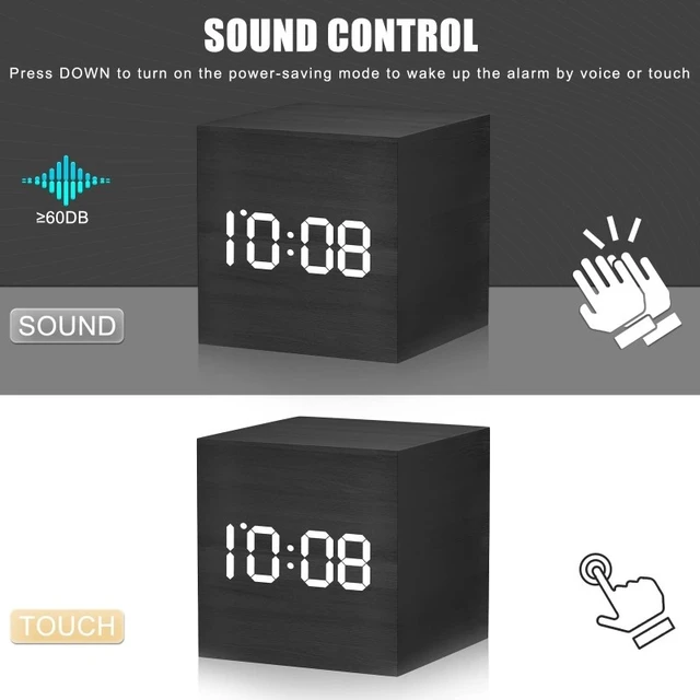 Alt view image 7 of 7 - Idealforce Digital LED Alarm Clock, Large Display Desk Clock with Temperature Sensor, USB Powered Modern Electronic Clock for Bedroom, Office and Desktop