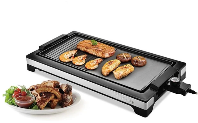 Main image of Idealforce 1800W Smokeless Electric Indoor BBQ Griddle, Large Non-Stick Cooking Plate with 5 Levels Adjustable Temperature for Home Party Cooking