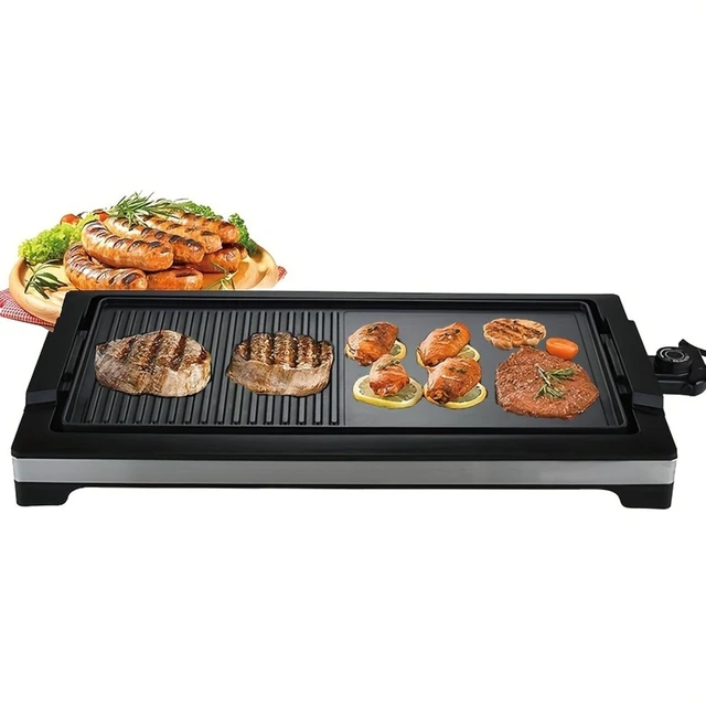Alt view image 5 of 7 - Idealforce 1800W Smokeless Electric Indoor BBQ Griddle, Large Non-Stick Cooking Plate with 5 Levels Adjustable Temperature for Home Party Cooking