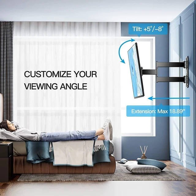 Alt view image 6 of 7 - Idealforce Full Motion TV Wall Mount Bracket, Swivel Tilt Long Arm TV Holder for 3255 Inch LED LCD Television Screens