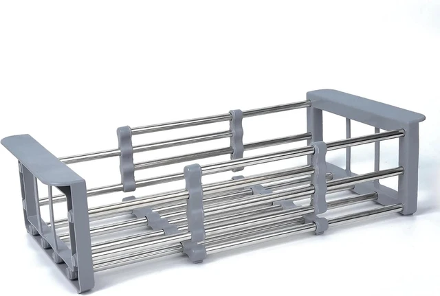 Main image of Idealforce Expandable Stainless Steel Over The Sink Dish Drying Rack Adjustable Kitchen Dish Holder Drainer Tray Basket for Plates Utensils and Kitchen Storage Organization