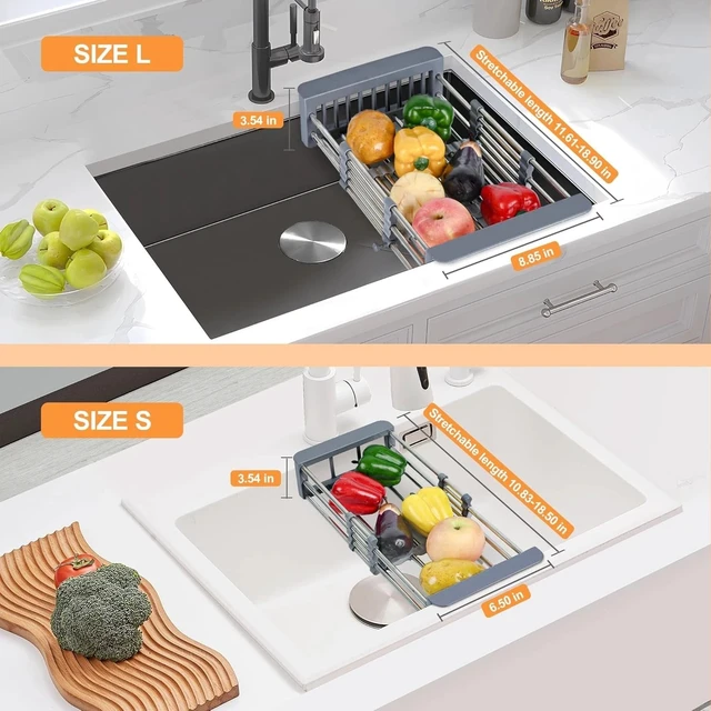 Alt view image 7 of 7 - Idealforce Expandable Stainless Steel Over The Sink Dish Drying Rack Adjustable Kitchen Dish Holder Drainer Tray Basket for Plates Utensils and Kitchen Storage Organization