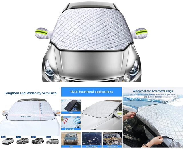 Main image of Idealforce Heavy Duty 4-Layer Car Windshield Snow Cover, Winter Ice Frost Guard Protector Shield, Waterproof Windproof Snow Ice Blocker, Universal Fit for Sedan, SUV, Easy Install for Outdoor Parking