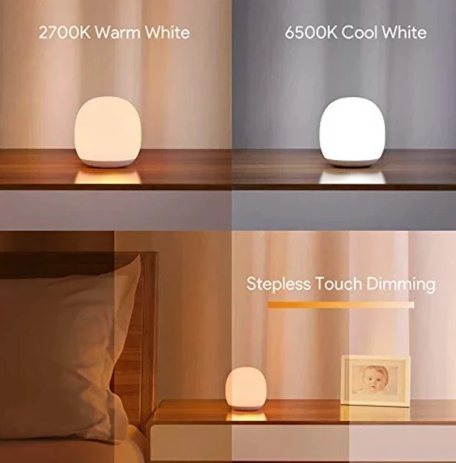 Alt view image 3 of 7 - Idealforce Rechargeable Egg LED Baby Night Light, Dimmable 8 RGB Color Changing, Touch Control, 1H Timer, Tumbler Eye-Caring Lamp for Kids Bedroom Nursery
