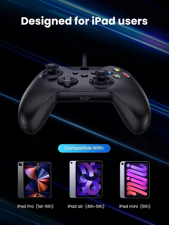 Alt view image 4 of 7 - Idealforce Wired USB-C Gaming Controller for iPad Pro Air Mini, 45W PD Passthrough Fast Charging, Low Latency Gamepad for Apple Arcade & Cloud Gaming