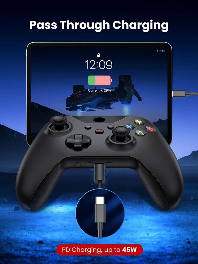 Alt view image 7 of 7 - Idealforce Wired USB-C Gaming Controller for iPad Pro Air Mini, 45W PD Passthrough Fast Charging, Low Latency Gamepad for Apple Arcade & Cloud Gaming