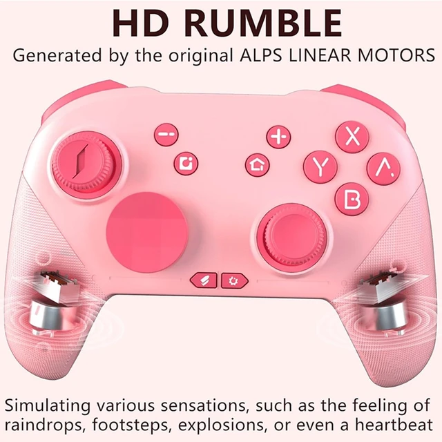Alt view image 6 of 7 - Idealforce Wireless Switch Pro Controller Gamepad, Pink, ALPS Joysticks, Built-in Vibration & Turbo Function, Wireless Gaming Controller Compatible with Switch Console for Video Game Playing