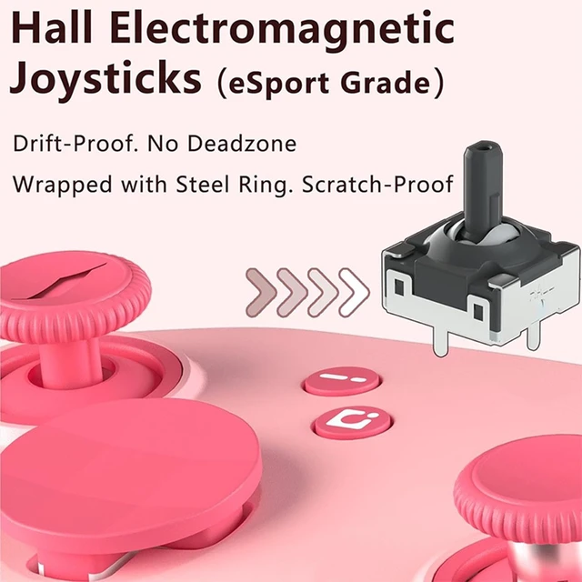 Alt view image 5 of 7 - Idealforce Wireless Switch Pro Controller Gamepad, Pink, ALPS Joysticks, Built-in Vibration & Turbo Function, Wireless Gaming Controller Compatible with Switch Console for Video Game Playing