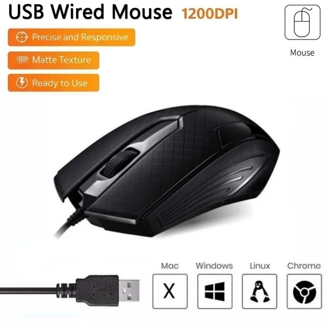 Alt view image 2 of 6 - Idealforce 4FT USB Wired Mouse, 4 Buttons with Adjustable DPI, Corded Computer Mouse Compatible with Laptop, Chromebook, Desktop PC for Office and Daily Work