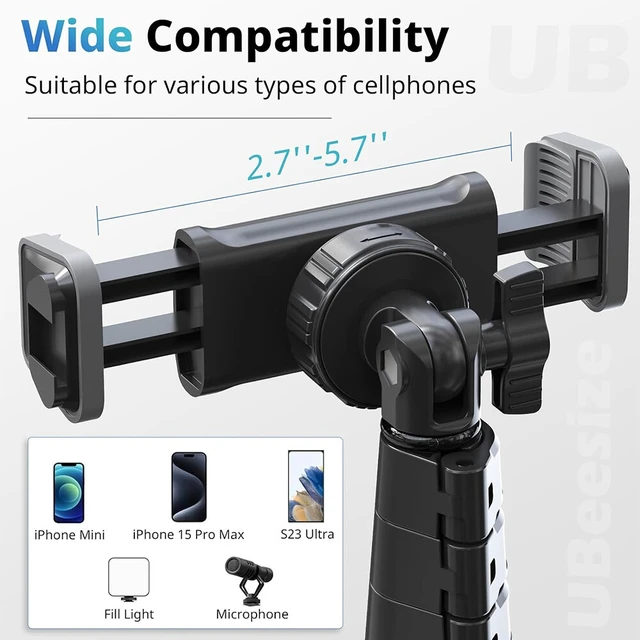 Alt view image 4 of 6 - Idealforce 62 Inch Extendable Selfie Stick Tripod, Bluetooth Wireless Remote, Phone Mount Holder Stand for iPhone, Android and GoPro Vlogging