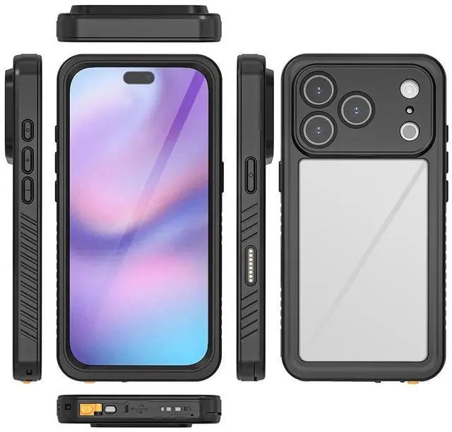 Alt view image 2 of 6 - Redpepper Waterproof Case For iPhone 17 Pro With built-in Screen Protector,Anti-drop&Dust-proof&Snow-proof Cover For iPhone 17 Pro Black