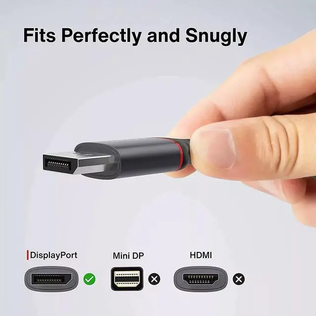 Alt view image 3 of 4 - Idealforce 6.6ft DisplayPort to DisplayPort Cable DP Male to Male, supports 4K/8K @60Hz, HDR, and features secure latches. Compatible with gaming PCs, monitors, graphics cards (NVIDIA, AMD), Dell, HP