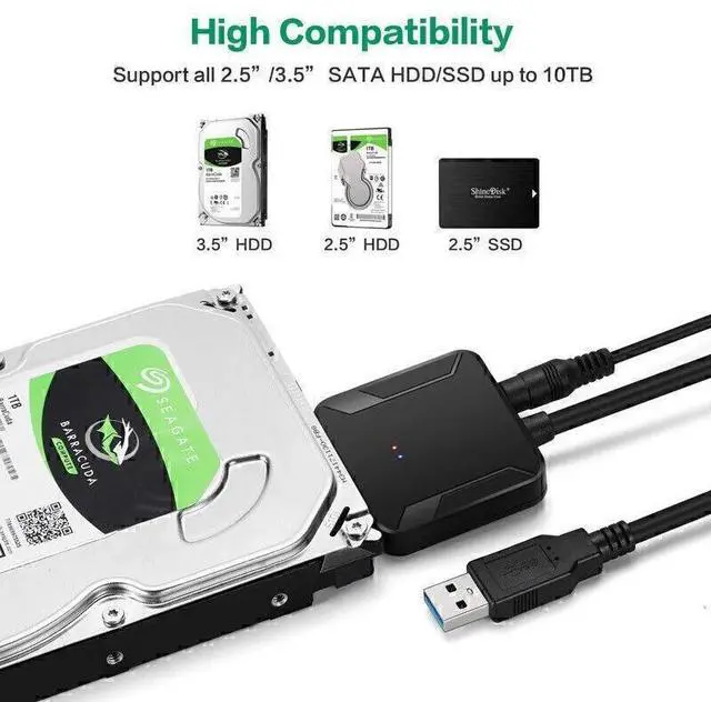 Alt view image 5 of 7 - Idealforce USB 3.0 to IDE & SATA External Hard Drive Reader 2.5" 3.5" HDD SSD & 12W Adapter,USB 3.0 hard drive adapter, SATA/IDE to USB adapter, external hard drive enclosure, HDD docking station, har