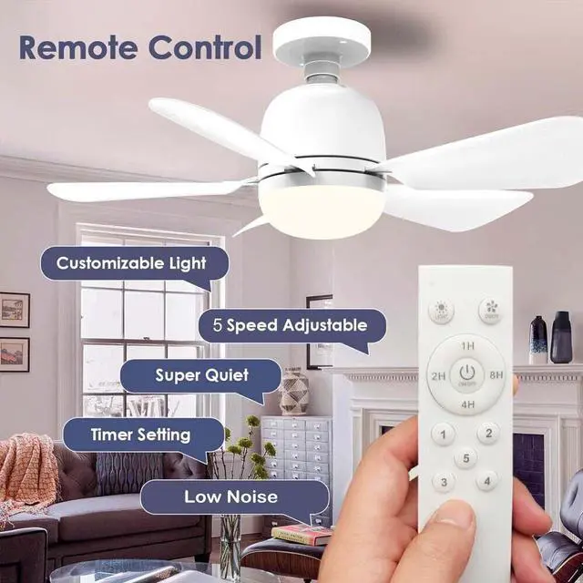 Alt view image 4 of 4 - LED Ceiling Fan Light with Remote 19.7 Inch E26 Base Small Ceiling Fan Lamp