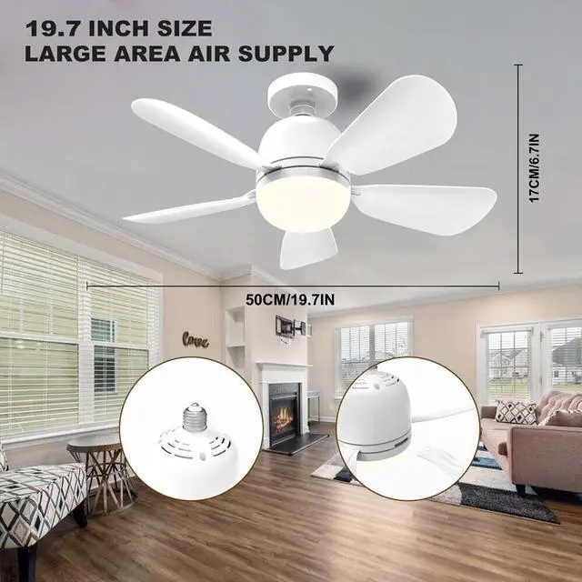 Alt view image 3 of 4 - LED Ceiling Fan Light with Remote 19.7 Inch E26 Base Small Ceiling Fan Lamp