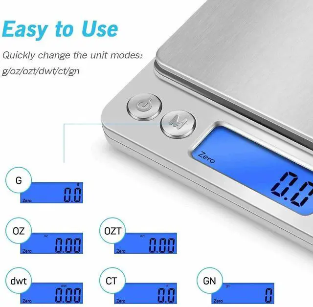 Alt view image 6 of 7 - Digital Scale 2000g x 0.1g Jewelry Gold Silver Coin Gram Pocket Size Herb Grain