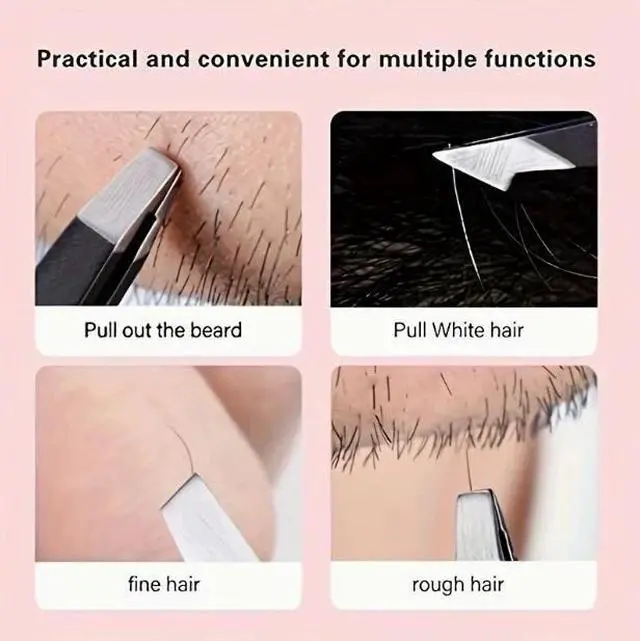 Alt view image 3 of 7 - 4 pcs Eyebrow Tweezers Eyebrow Clip Beauty Pluckers+Case Precision Eyebrow Tweezers Set Stainless Steel Ingrown Facial Hair Removal