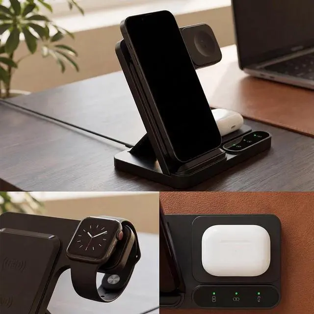 Alt view image 2 of 7 - 3 in 1 Fast Magnetic Wireless Charging Station for iPhone 16 15 iWatch AirPods Mag-Safe Charger Stand Wireless Charger for iPhone AirPods & iWatch USA 3 in 1 Wireless Charger