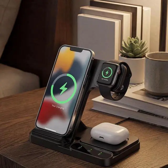 Alt view image 4 of 7 - 3 in 1 Fast Magnetic Wireless Charging Station for iPhone 16 15 iWatch AirPods Mag-Safe Charger Stand Wireless Charger for iPhone AirPods & iWatch USA 3 in 1 Wireless Charger