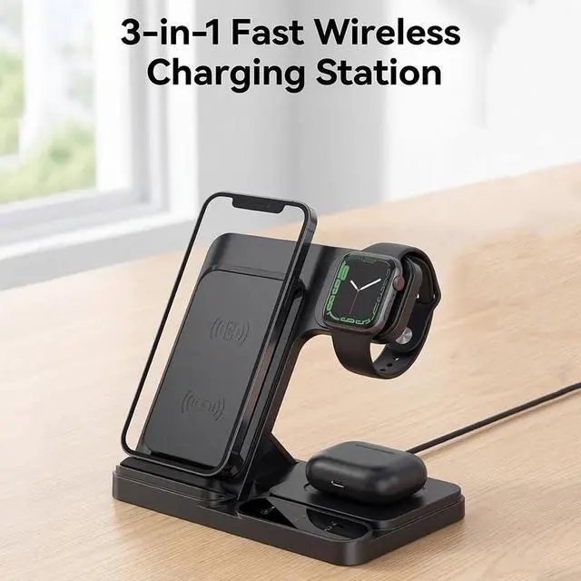Alt view image 7 of 7 - 3 in 1 Fast Magnetic Wireless Charging Station for iPhone 16 15 iWatch AirPods Mag-Safe Charger Stand Wireless Charger for iPhone AirPods & iWatch USA 3 in 1 Wireless Charger