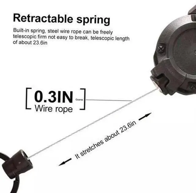 Alt view image 3 of 7 - 3Pcs Heavy Duty Retractable Keychain Carabiner Badge Holder Steel Wire Cord Reel Heavy Duty Retractable High Elastic Self Recoil Key Chain With Clip Ring Keychain Retractable Carabiner Car