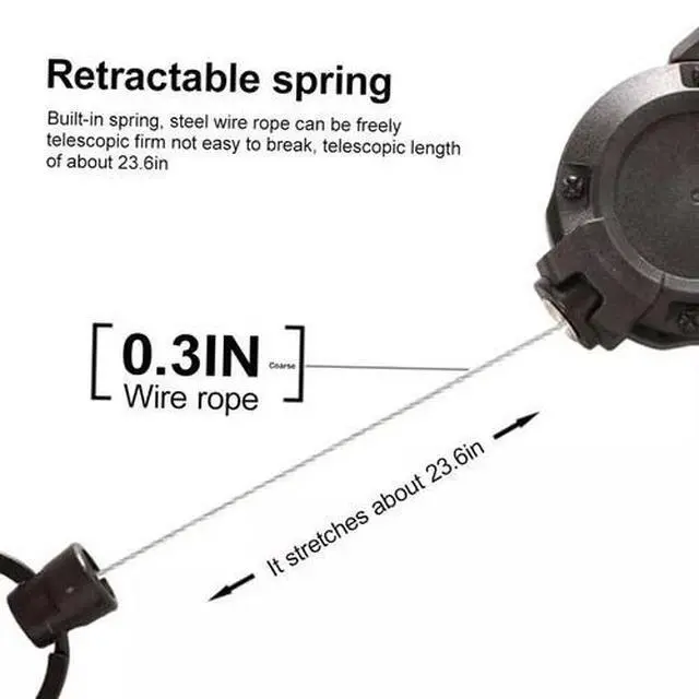 Alt view image 4 of 7 - 3 Pack Heavy Duty Retractable High Elastic Self Recoil Key Chain With Clip Ring Keychain Retractable Carabiner Car Key Chain with Badge Holder Retractable Keychain Carabiner Badge Holder Steel Wire Co