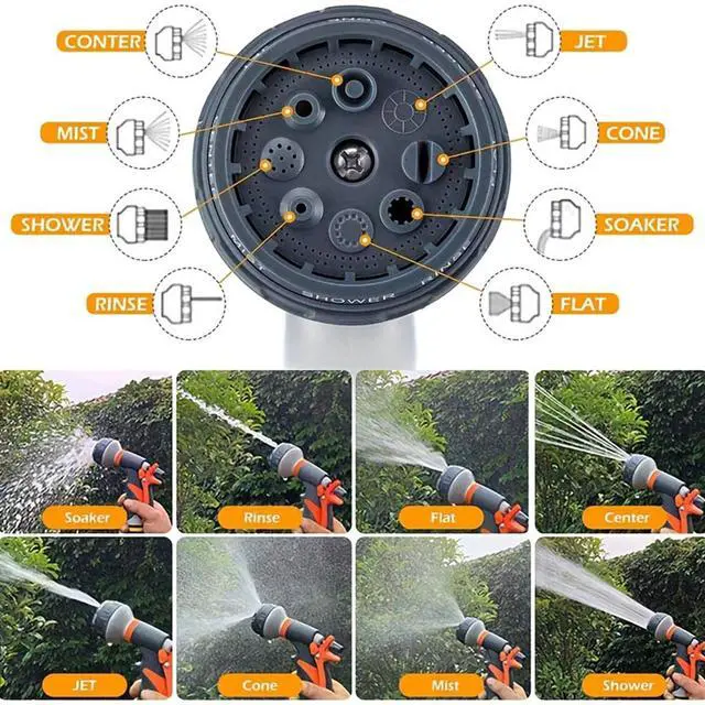 Alt view image 5 of 7 - Garden Hose Pipe Spray Gun Water Sprayer 8 Function Nozzle Multi Adjustable Heavy Duty 8 Spray Mode Garden Hose Nozzle for Lawn Car Washing Pet Cleaning Multi Adjustable